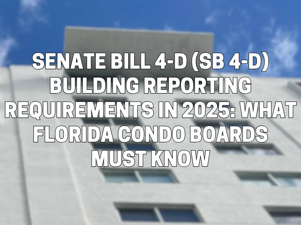 Senate Bill 4-D (SB 4-D) Building Reporting Requirements in 2025: What Florida Condo Boards Must Know